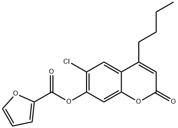 (4-butyl-6-chloro-2-oxochromen-7-yl) furan-2-carboxylate Struktur