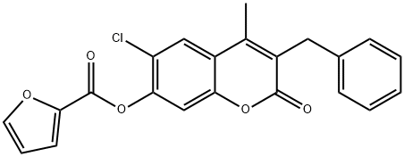 (3-benzyl-6-chloro-4-methyl-2-oxochromen-7-yl) furan-2-carboxylate Struktur