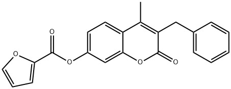 (3-benzyl-4-methyl-2-oxochromen-7-yl) furan-2-carboxylate Struktur