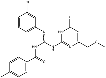 N-[(3-chloroanilino)-[[6-(methoxymethyl)-4-oxo-1H-pyrimidin-2-yl]amino]methylidene]-4-methylbenzamide Struktur