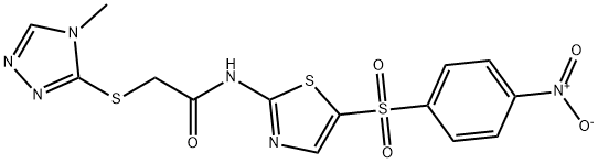 2-[(4-methyl-1,2,4-triazol-3-yl)sulfanyl]-N-[5-(4-nitrophenyl)sulfonyl-1,3-thiazol-2-yl]acetamide Struktur