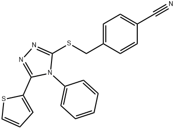 4-[(4-phenyl-5-thiophen-2-yl-1,2,4-triazol-3-yl)sulfanylmethyl]benzonitrile Struktur