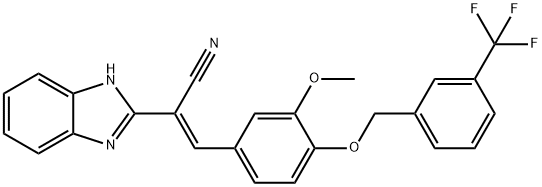 (E)-2-(1H-benzimidazol-2-yl)-3-[3-methoxy-4-[[3-(trifluoromethyl)phenyl]methoxy]phenyl]prop-2-enenitrile Struktur