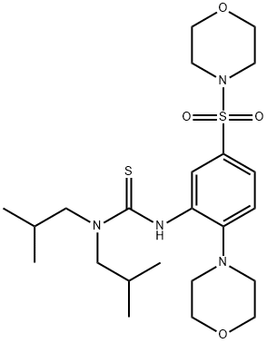 1,1-bis(2-methylpropyl)-3-(2-morpholin-4-yl-5-morpholin-4-ylsulfonylphenyl)thiourea Struktur