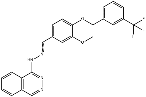 N-[(E)-[3-methoxy-4-[[3-(trifluoromethyl)phenyl]methoxy]phenyl]methylideneamino]phthalazin-1-amine Struktur