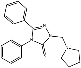 4,5-diphenyl-2-(pyrrolidin-1-ylmethyl)-1,2,4-triazole-3-thione Struktur