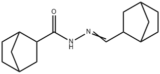 N-[(E)-3-bicyclo[2.2.1]heptanylmethylideneamino]bicyclo[2.2.1]heptane-3-carboxamide Struktur