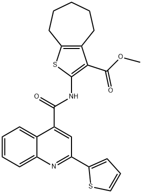 methyl 2-[(2-thiophen-2-ylquinoline-4-carbonyl)amino]-5,6,7,8-tetrahydro-4H-cyclohepta[b]thiophene-3-carboxylate Struktur