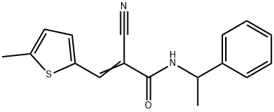 (Z)-2-cyano-3-(5-methylthiophen-2-yl)-N-(1-phenylethyl)prop-2-enamide Struktur