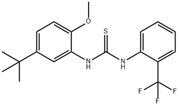 1-(5-tert-butyl-2-methoxyphenyl)-3-[2-(trifluoromethyl)phenyl]thiourea Struktur