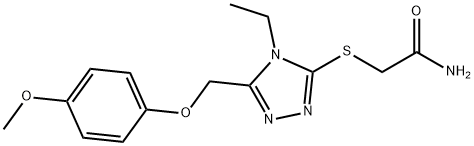 2-[[4-ethyl-5-[(4-methoxyphenoxy)methyl]-1,2,4-triazol-3-yl]sulfanyl]acetamide Struktur