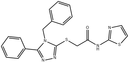 2-[(4-benzyl-5-phenyl-1,2,4-triazol-3-yl)sulfanyl]-N-(1,3-thiazol-2-yl)acetamide Struktur