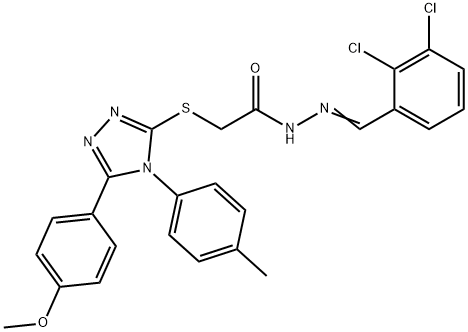 N-[(E)-(2,3-dichlorophenyl)methylideneamino]-2-[[5-(4-methoxyphenyl)-4-(4-methylphenyl)-1,2,4-triazol-3-yl]sulfanyl]acetamide Struktur