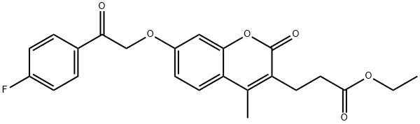 ethyl 3-[7-[2-(4-fluorophenyl)-2-oxoethoxy]-4-methyl-2-oxochromen-3-yl]propanoate Struktur