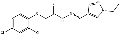 2-(2,4-dichlorophenoxy)-N-[(E)-(1-ethylpyrazol-4-yl)methylideneamino]acetamide Struktur