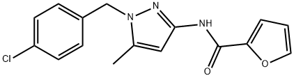 N-[1-[(4-chlorophenyl)methyl]-5-methylpyrazol-3-yl]furan-2-carboxamide Struktur