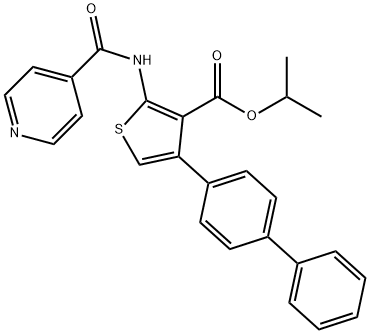 propan-2-yl 4-(4-phenylphenyl)-2-(pyridine-4-carbonylamino)thiophene-3-carboxylate Struktur