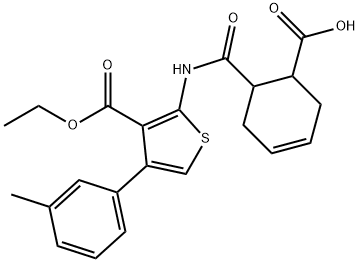 6-[[3-ethoxycarbonyl-4-(3-methylphenyl)thiophen-2-yl]carbamoyl]cyclohex-3-ene-1-carboxylic acid Struktur