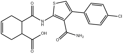 6-[[3-carbamoyl-4-(4-chlorophenyl)thiophen-2-yl]carbamoyl]cyclohex-3-ene-1-carboxylic acid Struktur