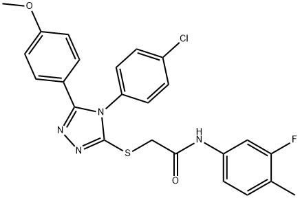 2-[[4-(4-chlorophenyl)-5-(4-methoxyphenyl)-1,2,4-triazol-3-yl]sulfanyl]-N-(3-fluoro-4-methylphenyl)acetamide Struktur