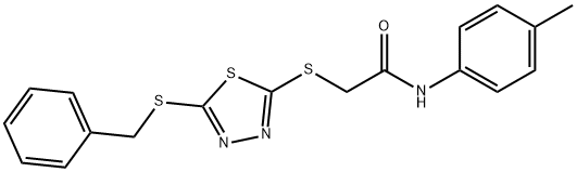 2-[(5-benzylsulfanyl-1,3,4-thiadiazol-2-yl)sulfanyl]-N-(4-methylphenyl)acetamide Struktur