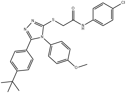 2-[[5-(4-tert-butylphenyl)-4-(4-methoxyphenyl)-1,2,4-triazol-3-yl]sulfanyl]-N-(4-chlorophenyl)acetamide Struktur