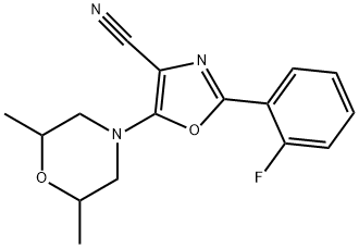 5-(2,6-dimethylmorpholin-4-yl)-2-(2-fluorophenyl)-1,3-oxazole-4-carbonitrile Struktur