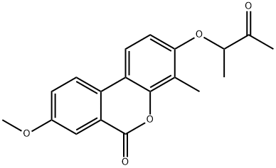 8-methoxy-4-methyl-3-(3-oxobutan-2-yloxy)benzo[c]chromen-6-one Struktur