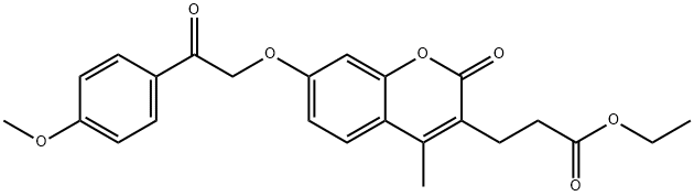 ethyl 3-[7-[2-(4-methoxyphenyl)-2-oxoethoxy]-4-methyl-2-oxochromen-3-yl]propanoate Struktur