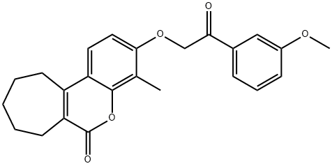 3-[2-(3-methoxyphenyl)-2-oxoethoxy]-4-methyl-8,9,10,11-tetrahydro-7H-cyclohepta[c]chromen-6-one Struktur