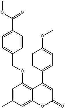 methyl 4-[[4-(4-methoxyphenyl)-7-methyl-2-oxochromen-5-yl]oxymethyl]benzoate Struktur