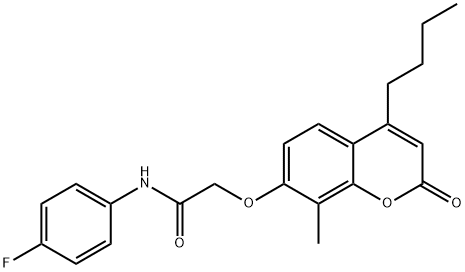 2-(4-butyl-8-methyl-2-oxochromen-7-yl)oxy-N-(4-fluorophenyl)acetamide Struktur