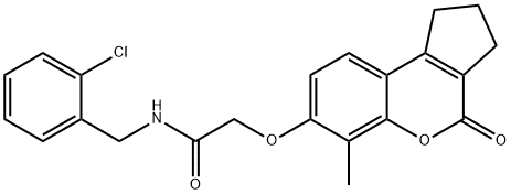 N-[(2-chlorophenyl)methyl]-2-[(6-methyl-4-oxo-2,3-dihydro-1H-cyclopenta[c]chromen-7-yl)oxy]acetamide Struktur