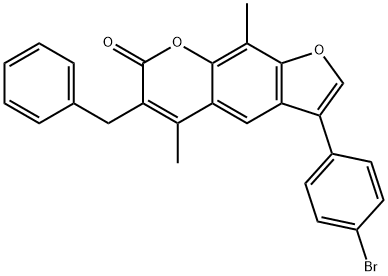 6-benzyl-3-(4-bromophenyl)-5,9-dimethylfuro[3,2-g]chromen-7-one Struktur