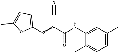 (Z)-2-cyano-N-(2,5-dimethylphenyl)-3-(5-methylfuran-2-yl)prop-2-enamide Struktur