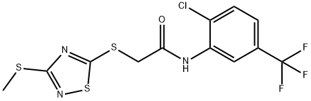 N-[2-chloro-5-(trifluoromethyl)phenyl]-2-[(3-methylsulfanyl-1,2,4-thiadiazol-5-yl)sulfanyl]acetamide Struktur