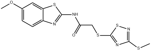 N-(6-methoxy-1,3-benzothiazol-2-yl)-2-[(3-methylsulfanyl-1,2,4-thiadiazol-5-yl)sulfanyl]acetamide Struktur