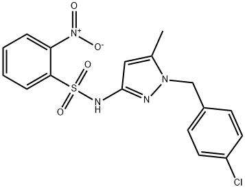 N-[1-[(4-chlorophenyl)methyl]-5-methylpyrazol-3-yl]-2-nitrobenzenesulfonamide Struktur