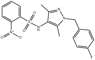 N-[1-[(4-fluorophenyl)methyl]-3,5-dimethylpyrazol-4-yl]-2-nitrobenzenesulfonamide Struktur