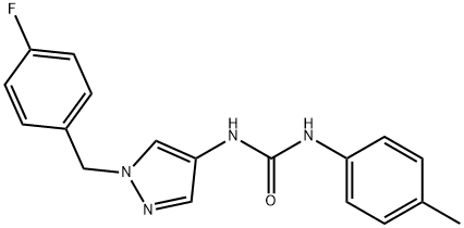 1-[1-[(4-fluorophenyl)methyl]pyrazol-4-yl]-3-(4-methylphenyl)urea Struktur