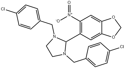 1,3-bis[(4-chlorophenyl)methyl]-2-(6-nitro-1,3-benzodioxol-5-yl)imidazolidine Struktur