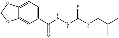 1-(1,3-benzodioxole-5-carbonylamino)-3-(2-methylpropyl)thiourea Struktur