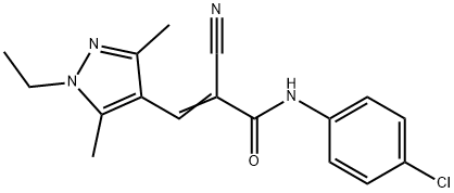 (E)-N-(4-chlorophenyl)-2-cyano-3-(1-ethyl-3,5-dimethylpyrazol-4-yl)prop-2-enamide Struktur