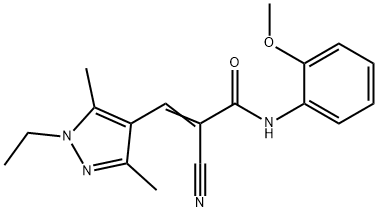 (E)-2-cyano-3-(1-ethyl-3,5-dimethylpyrazol-4-yl)-N-(2-methoxyphenyl)prop-2-enamide Struktur