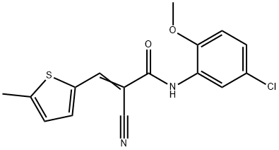 (E)-N-(5-chloro-2-methoxyphenyl)-2-cyano-3-(5-methylthiophen-2-yl)prop-2-enamide Struktur