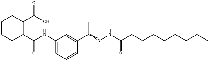 6-[[3-[(E)-C-methyl-N-(nonanoylamino)carbonimidoyl]phenyl]carbamoyl]cyclohex-3-ene-1-carboxylic acid Struktur