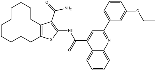 N-(3-carbamoyl-4,5,6,7,8,9,10,11,12,13-decahydrocyclododeca[b]thiophen-2-yl)-2-(3-ethoxyphenyl)quinoline-4-carboxamide Struktur