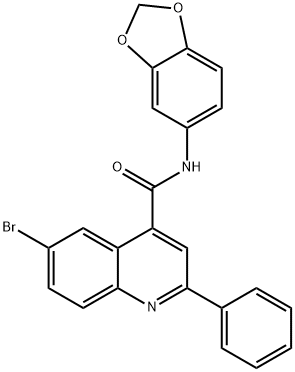 N-(1,3-benzodioxol-5-yl)-6-bromo-2-phenylquinoline-4-carboxamide Struktur