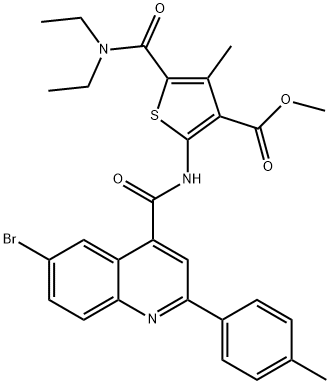 methyl 2-[[6-bromo-2-(4-methylphenyl)quinoline-4-carbonyl]amino]-5-(diethylcarbamoyl)-4-methylthiophene-3-carboxylate Struktur