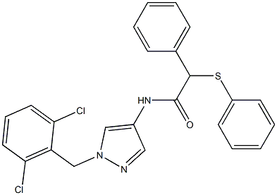 N-[1-[(2,6-dichlorophenyl)methyl]pyrazol-4-yl]-2-phenyl-2-phenylsulfanylacetamide Struktur